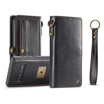 Кожаный чехол-книжка CaseMe Qin Series Wrist Strap Wallet Style со встроенным магнитом на Samsung Galaxy S10- черный