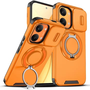 Протиударний чохол зі шторкою камери Sliding Camshield і кільцем-підставкою на Redmi Turbo 5 Max / Poco X8 Pro Max — помаранчевий