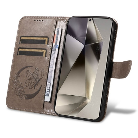 Чохол-книжка Swallowtail Butterfly Embossed Leather для Samsung Galaxy S25 Ultra 5G - сірий
