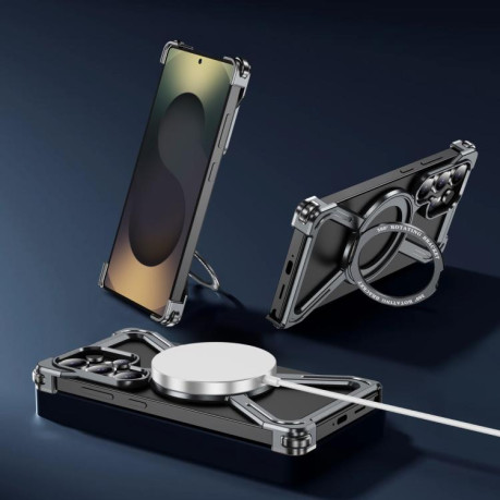 Протиударний чохол Titanium Alloy MagSafe Magnetic Airbag Shockproof для Samsung Galaxy S25 Ultra 5G - сірий