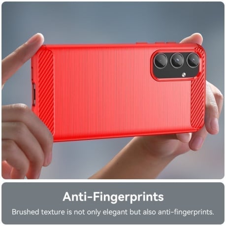 Протиударний чохол Brushed Texture Carbon Fiber для Samsung Galaxy A55 - червоний