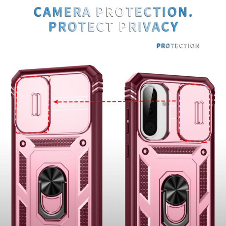 Протиударний чохол Sliding Camshield для Samsung Galaxy A56 5G - Pink+Rose Red