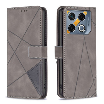 Чохол-книжка з фактурою Rhombus та магнітним хлястиком на Infinix GT 20 Pro 5G - сірий