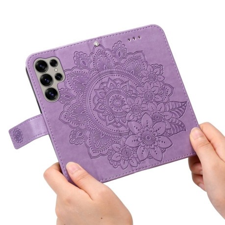 Чохол-книжка 7-petal Flowers Embossing Samsung Galaxy S25 Ultra 5G - фіолетовий