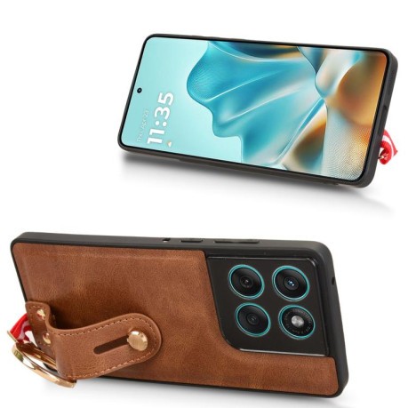 Протиударний чохол Wristband Leather Back на Motorola Edge 60 Fusion - коричневий