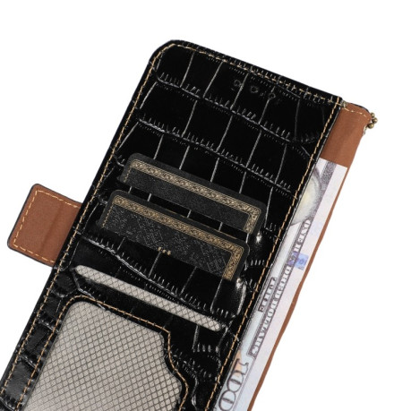 Кожаный чехол-книжка Crocodile Top Layer на Samsung Galaxy A04 4G - черный
