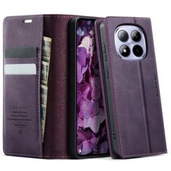 Чохол-книжка CaseMe 033 з фактурою Calf і захистом від сканування RFID на Xiaomi Redmi Note 15 Pro 4G Global 163.2mm — фіолетовий