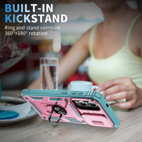Протиударний чохол Sliding Camshield для Samsung Galaxy S25 Edge 5G - Pink+Green