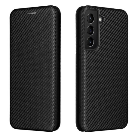 Чехол-книжка Carbon Fiber Texture на Samsung Galaxy S22 - черный