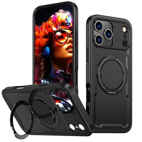 Противоударный чехол kalebol с подставкой 360 с MagSafe на iPhone 17 Pro Max - черный