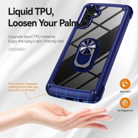 Противоударный чехол Acrylic Ring Holder на Samsung Galaxy A16 5G - синий