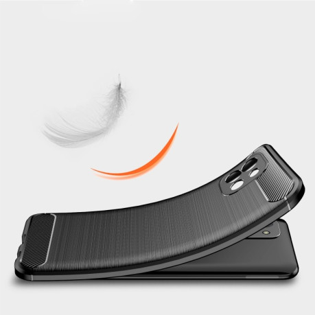 Чехол Brushed Texture Carbon Fiber на Samsung Galaxy A03 - черный