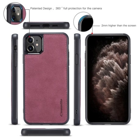 Шкіряний чохол-гаманець CaseMe 018 на iPhone 11 - винно-червоний