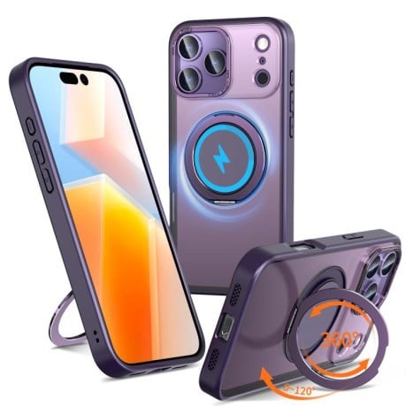 Чехол Kalebol с подставкой 360 и MagSafe на iPhone 17 Pro - фиолетовый