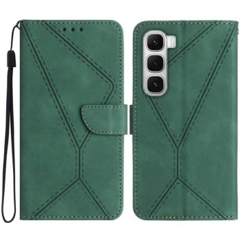 Чехол-книжка Stitching Embossed с магнитным хлястиком на Infinix Hot 60 Pro+ 4G - зеленый