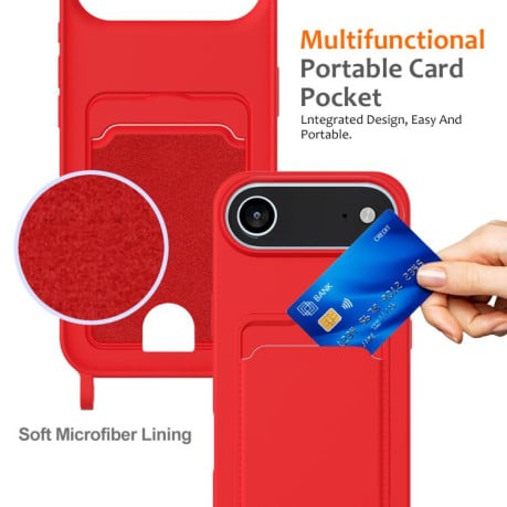 Силиконовый чехол Integrated Card Bag Solid Color Liquid Silicone на iPhone Air - красный