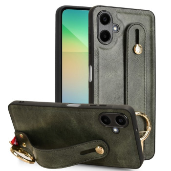 Противоударный чехол Wristband Leather Back для Samsung Galaxy A06 4G - зеленый