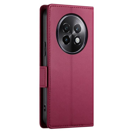 Чехол-книжка Side Buckle Magnetic Frosted Leather для Realme 13+ - винно-червоний