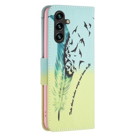 Чехол-книжка Colored Drawing Pattern для Samsung Galaxy A56 5G - Feather