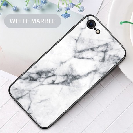 Скляний чохол Colored Painting Marble Pattern на iPhone SE 3/2 2022/2020/7/8 - білий