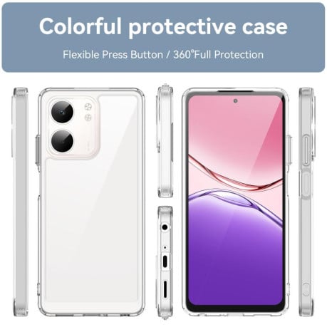 Чехол Colorful Acrylic Series с цветним бампером на OPPO A5x 5G - прозрачный