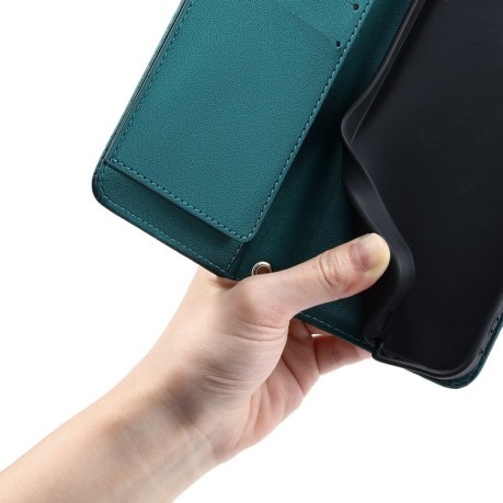 Чехол-книжка Ring Buckle Rhombic Leather для Google Pixel 8a - зеленый