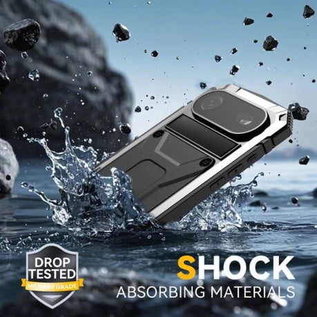 Протиударний чохол R-JUST Metal + Silicone + Tempered Glass Life Waterproof на iPhone Air - сріблястий