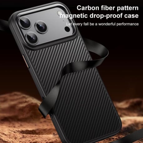 Противоударный чехол Kevlar Fiber с MagSafe на iPhone 17 Pro - черный