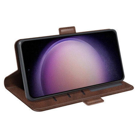 Чехол-книжка Dual-side Magnetic Buckle для Samsung Galaxy S23 FE 5G - коричневый