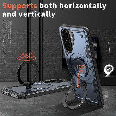 Противоударный чехол MagSafe Holder Armor PC Hybrid для Samsung Galaxy A36 5G - синий