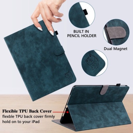 Чохол-книжка Embossed Tiger Pattern Leather для iPad Pro 11 2024 - синій