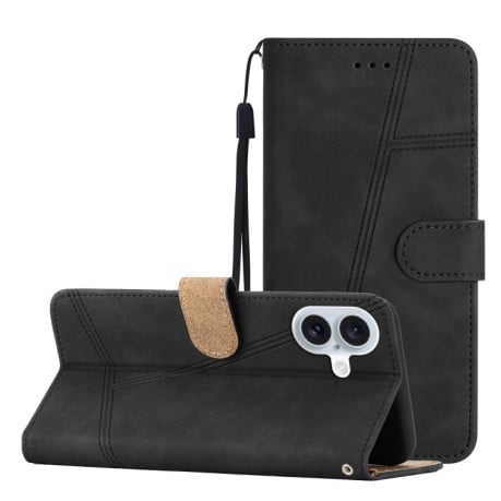 Чохол-книжка Stitching Skin Feel для iPhone 16 - чорний