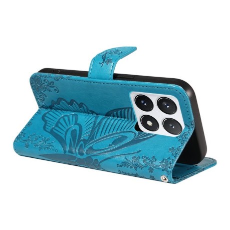 Чехол-книжка Swallowtail Butterfly Embossed Leather для Xiaomi 14T Pro - синий