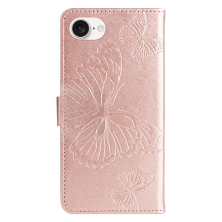 Чехол-книжка Embossed Butterfly для iPhone 16e - розовое золото