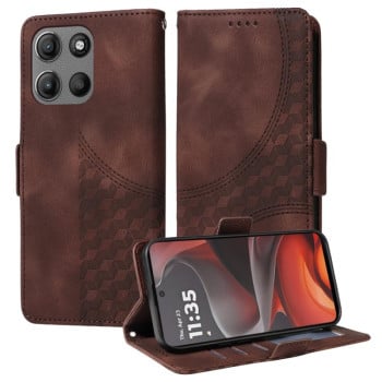 Чохол-книжка Embossed Rhombus Starry Leather для Motorola Moto G15/G15 Power - коричневий