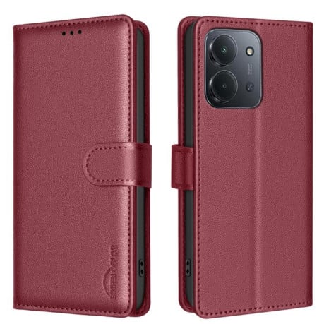 Чохол-книжка Litchi Texture RFID Anti-theft Leather на Xiaomi Redmi 15C 5G / 4G EU 173mm / Poco C85 5G - червоний