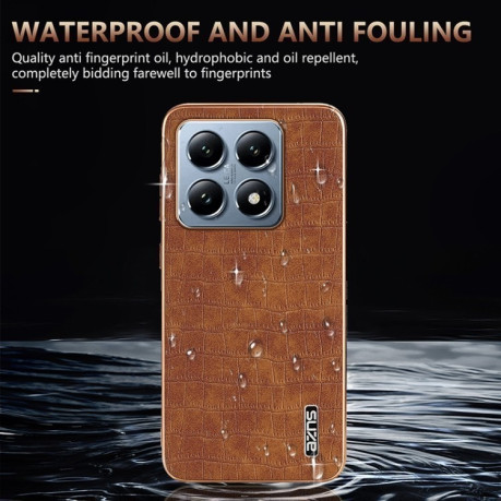 Чохол AZNS Electroplated Frame Crocodile Texture на Xiaomi 14T Pro 5G - синій