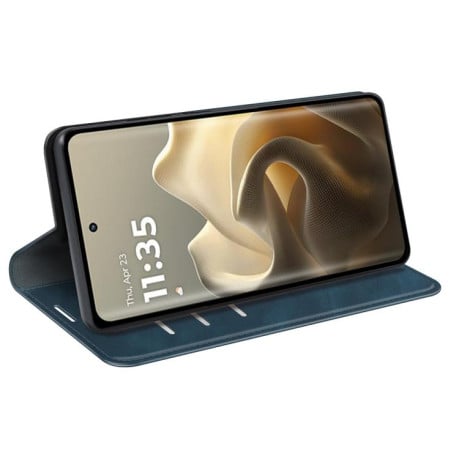 Чехол-книжка Retro Skin Feel Business Magnetic на Motorola Edge 60 Pro - синій