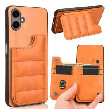 Ударозащитный чехол Cow Pattern Sewing Card Bag для Samsung Galaxy A06 4G - оранжевый