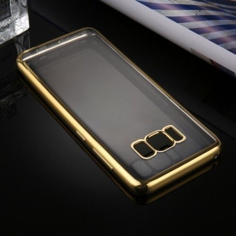 Силиконовый чехол Electroplating Frame для Samsung Galaxy S8 + / G9550-золотой