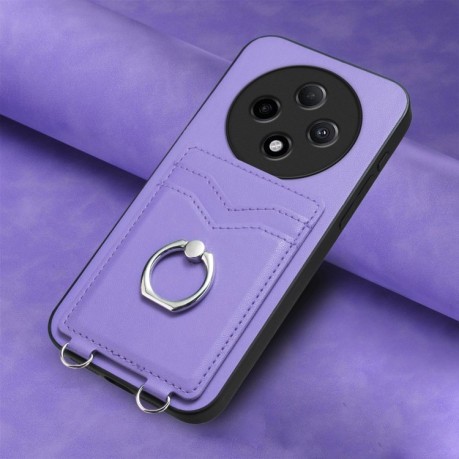 Противоударный чехол R20 Ring Card Holder для OPPO A3 Pro 5G - фиолетовый