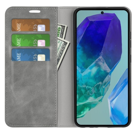 Чохол-книжка Retro Skin Feel Business Magnetic для Samsung Galaxy M55 5G - сірий