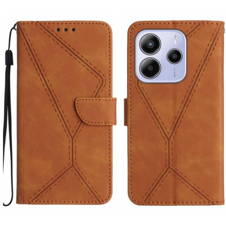 Чехол-книжка Stitching Embossed Leather для Xiaomi Redmi Note 14 4G 164.84mm - коричневый