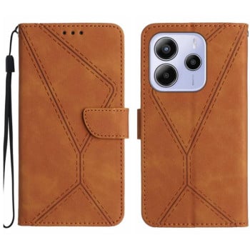 Чохол-книжка Stitching Embossed Leather для Xiaomi Redmi Note 14 4G - коричневий