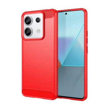 Противоударный чехол Brushed Texture Carbon Fiber на Xiaomi Redmi Note 13 Pro 5G/Poco X6 5G - красный
