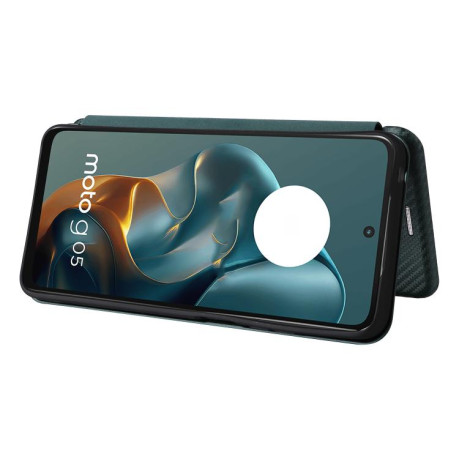 Чехол-книжка Carbon Fiber Texture на Motorola Moto G05 / E15 - зеленый