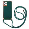 Противоударный чехол Electroplating with Lanyard для iPhone 11 - темно-зеленый
