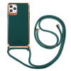 Противоударный чехол Electroplating with Lanyard для iPhone 11 Pro Max - темно-зеленый