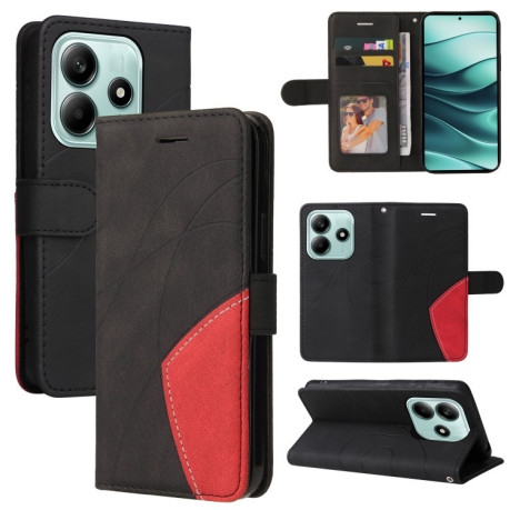 Чохол-книжка Dual-color Splicing Flip Leather для Xiaomi Redmi Note 14 5G/Poco M7 Pro 5G - чорний