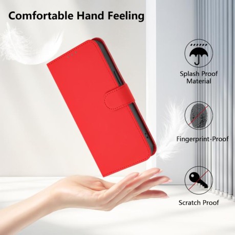 Чехол-книжка Skin Feel Solid Color Leather для Xiaomi Poco M7 Pro 5G - красный